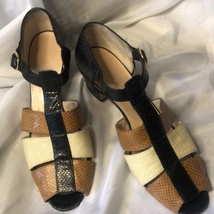 Vintage Silvia Fiortina Wilkes Bashford Tri Color Snakeskin Loafer